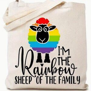 Rainbow Sheep of the Family Shopping Canvas Tote Bag